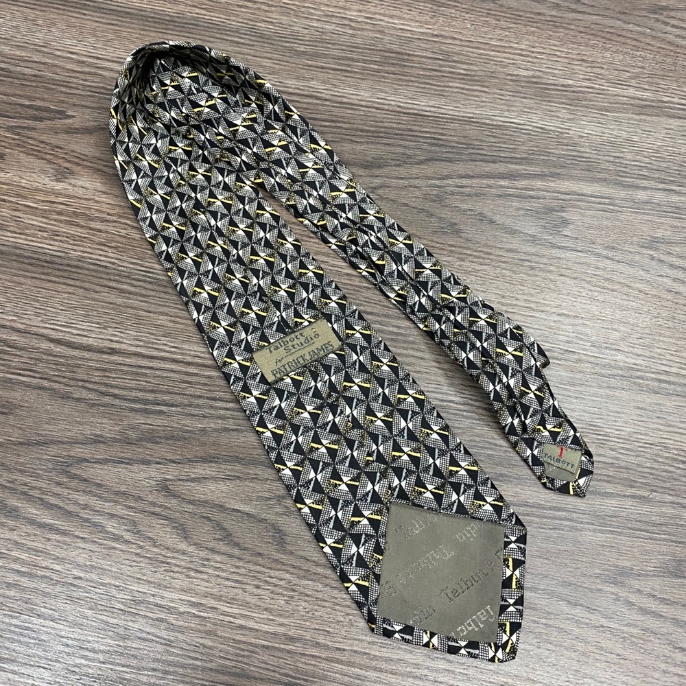 Robert Talbott White, Gold & Black Check Tie - Picture 2 of 4